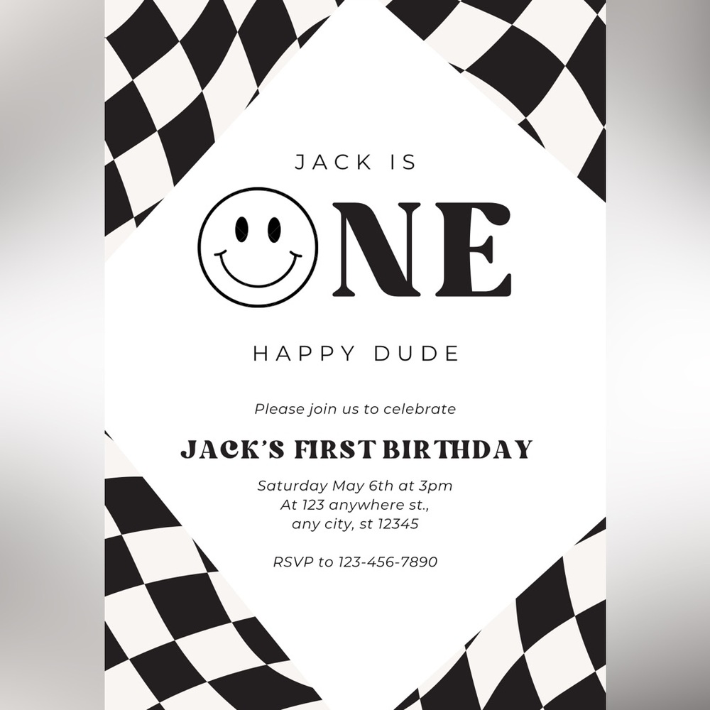 Customizable birthday invitation Qty: 100 or less